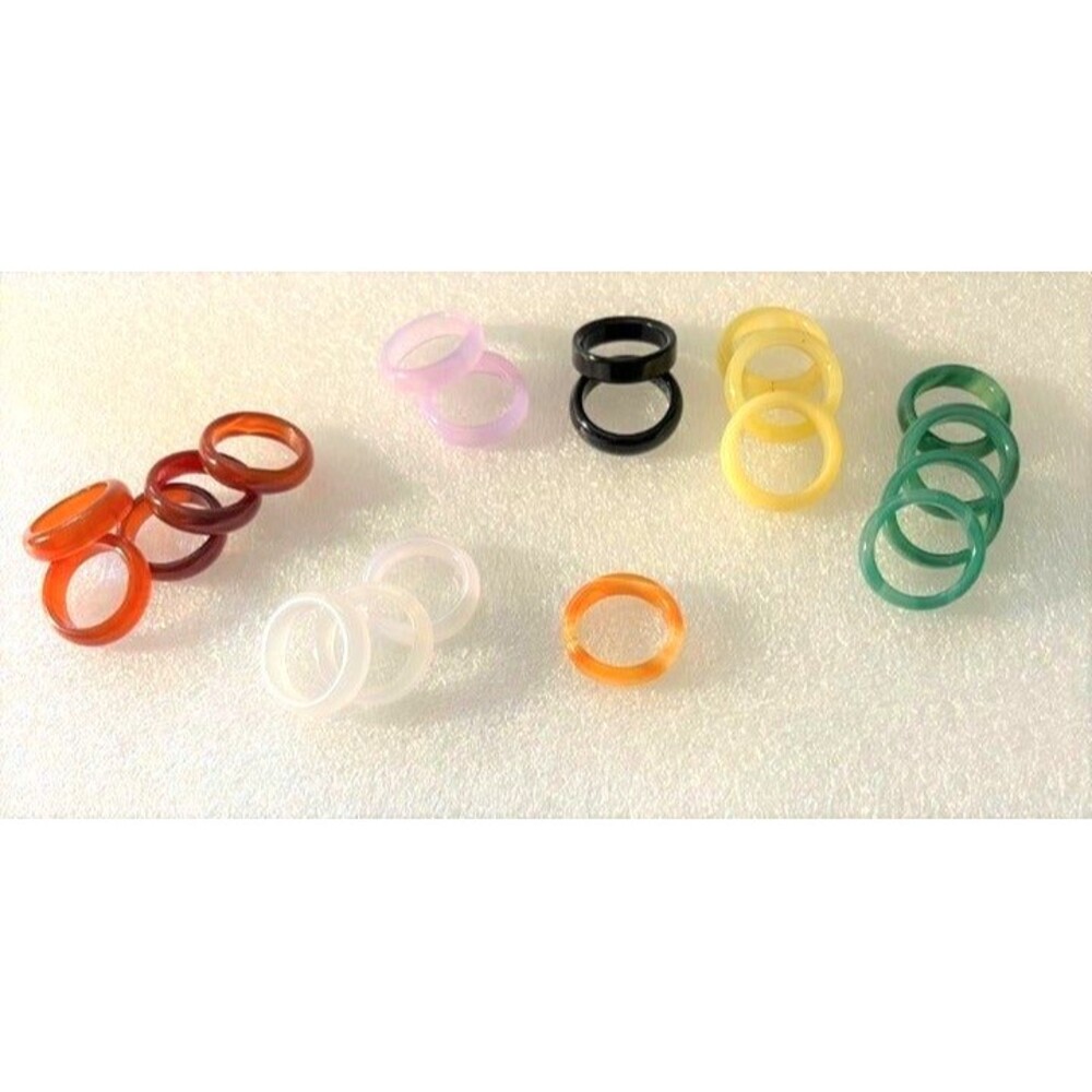 Colorful Agate Rings - 18 Total Rings -Sizes in Description